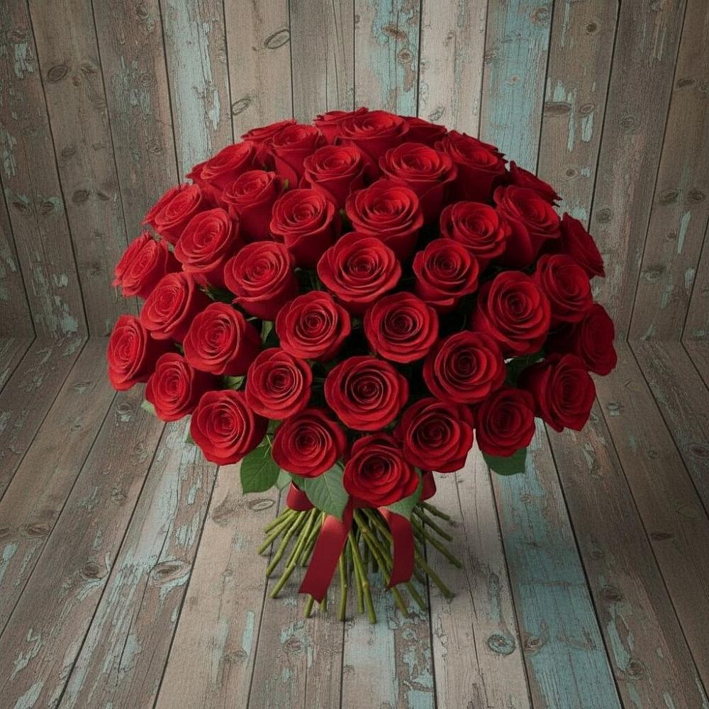 Букет 55 Красных роз Фридом в Сылва