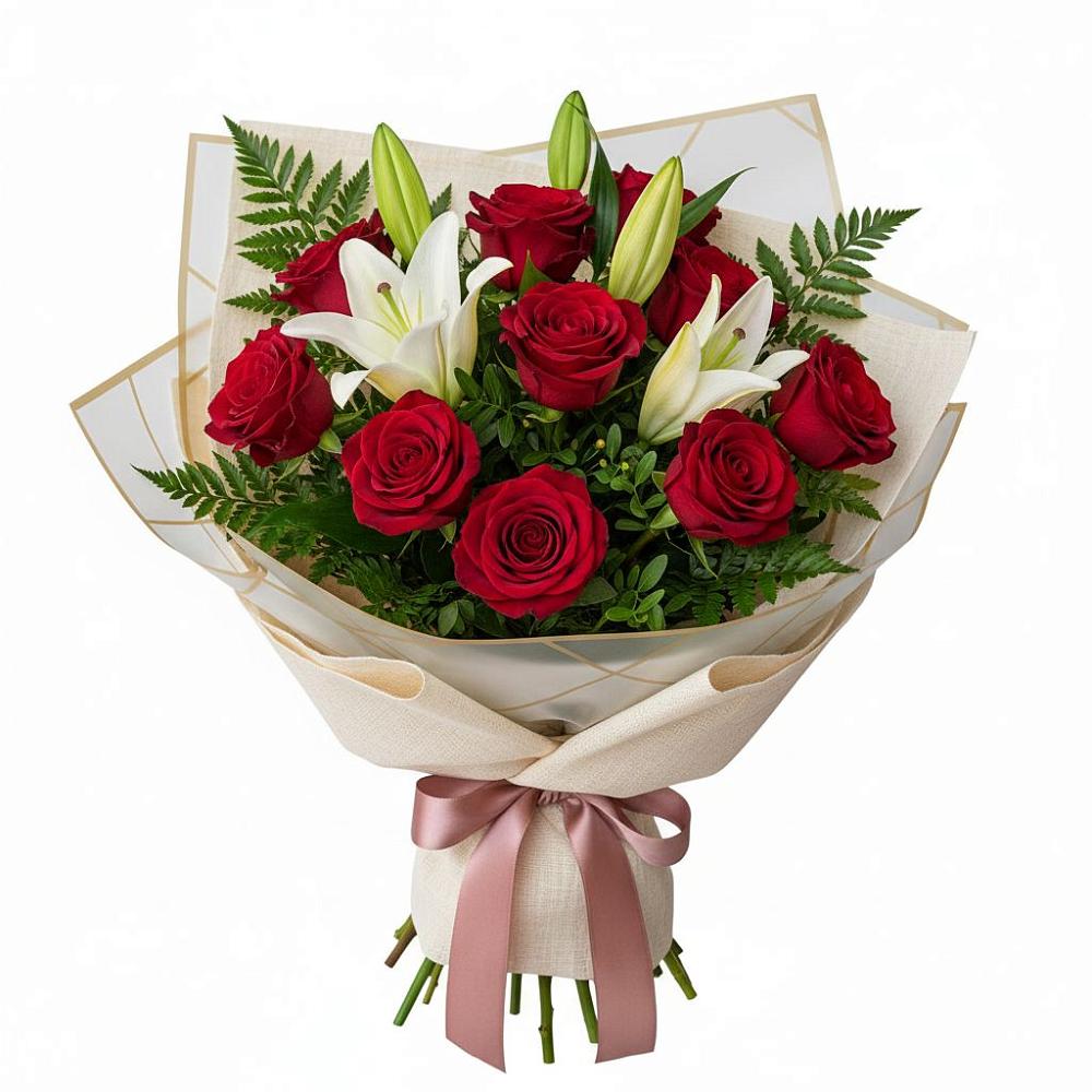 Букет цветов из: Лилии и Розы в Сылва