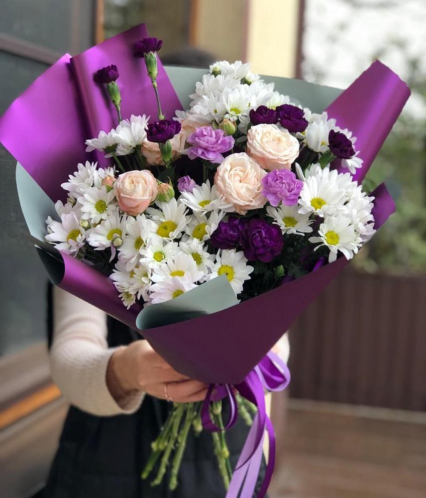 Букет цветов из: Хризантемы, Гвоздики и Розы в Сылва