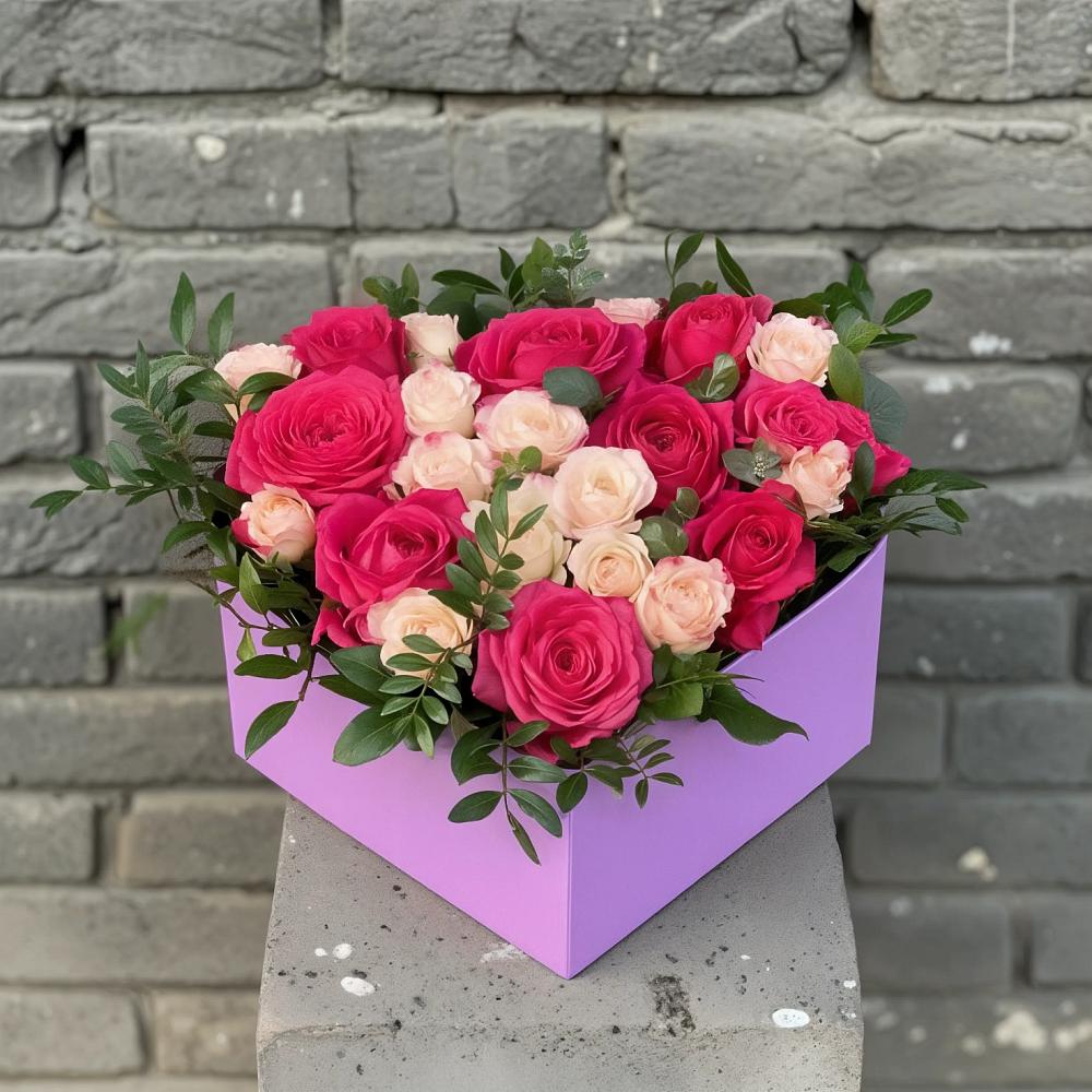 Цветочная композиция из Розы в коробке в Сылва