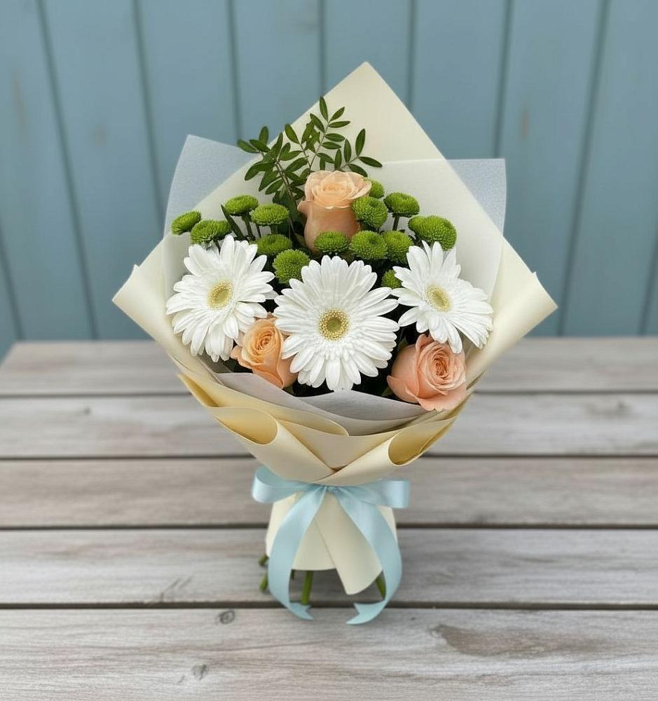 Букет цветов из: Герберы, Розы и Хризантемы в Сылва