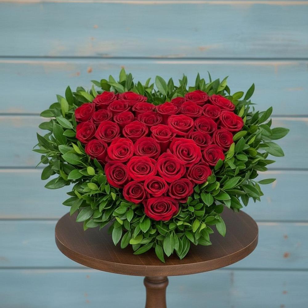 Цветочная композиция из Розы в виде сердца в Сылва