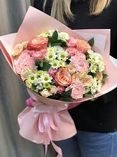 Букет нежные объятья в Сылва Букет цветов из: Гвоздики, Розы и Хризантемы в Сылва