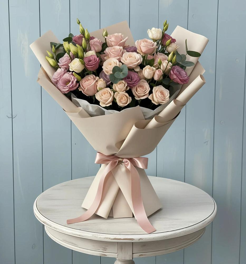 Букет цветов из: Розы и Лизиантусы в Сылва