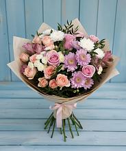 Букет цветов из:  Хризантемы, Розы и Альстромерии #REPLACE_PRED# Сылва