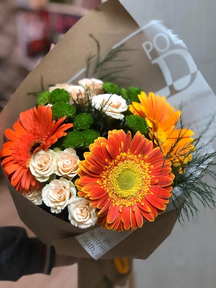 Букет цветов из: Герберы, Хризантемы и Розы в Сылва